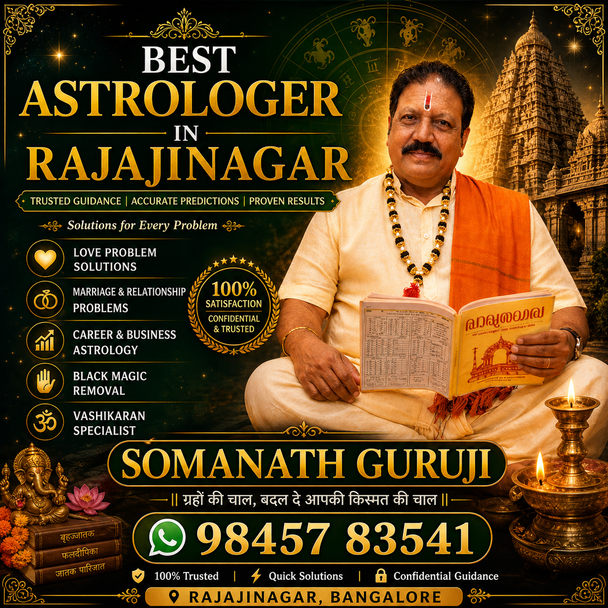 Best astrologer in Rajajinagar Bangalore Somanath Guruji love problem solution marriage specialist astrology services